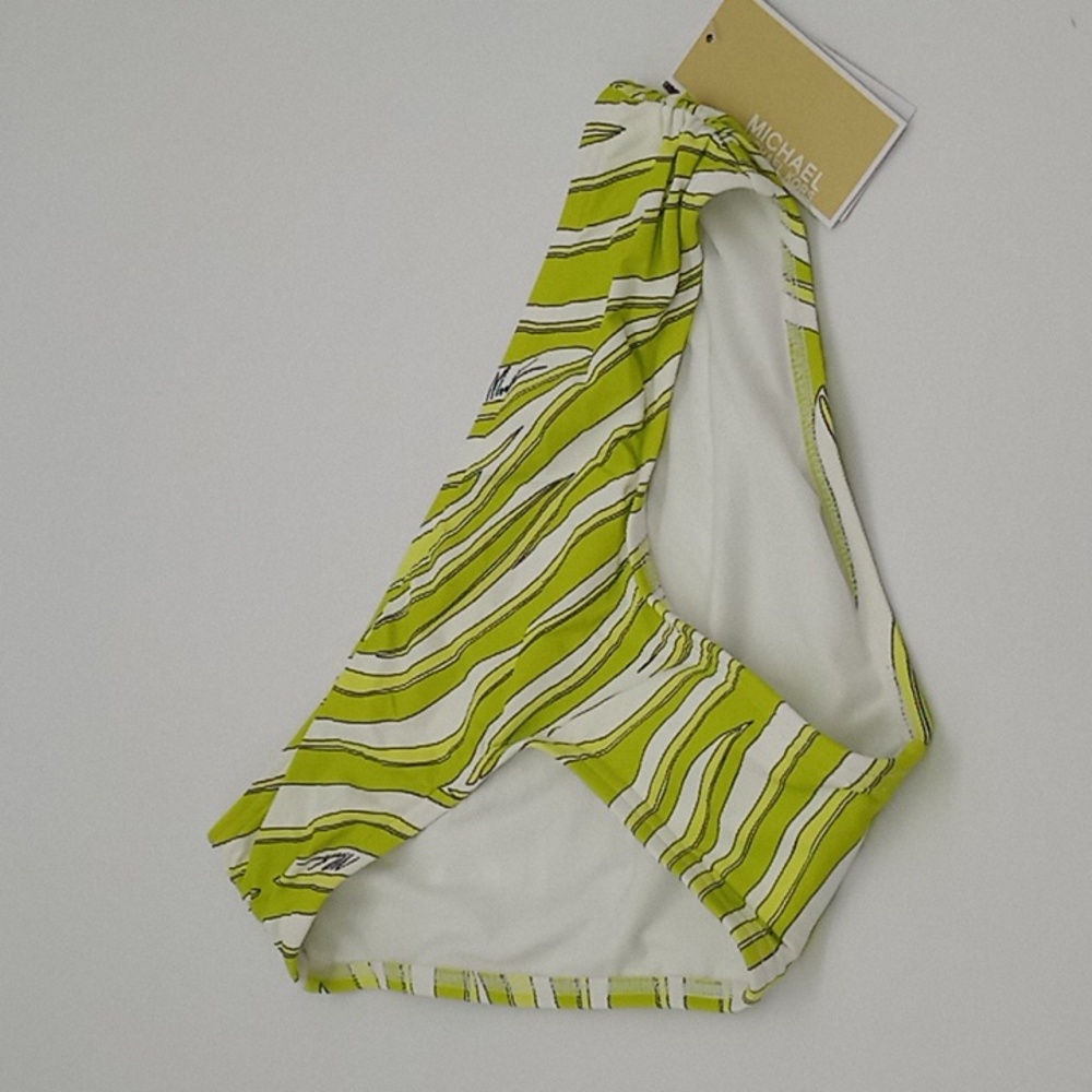 MICHAEL Michael Kors Printed Side Shirred Bikini Bottom Lime XS
